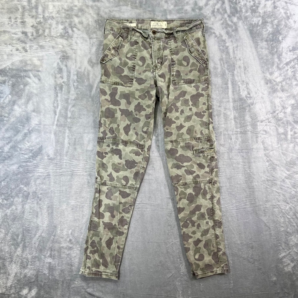 Lucky Brand The Cargo Pants Women's Size 0/25 Green‎ Camo Cotton